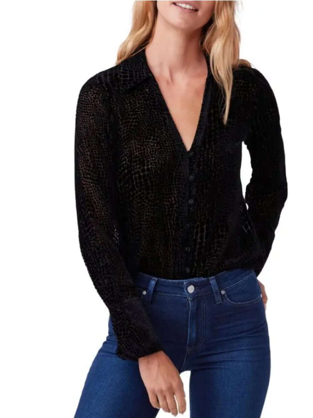 Paige Toscani Front Button Blouse in Black - Large